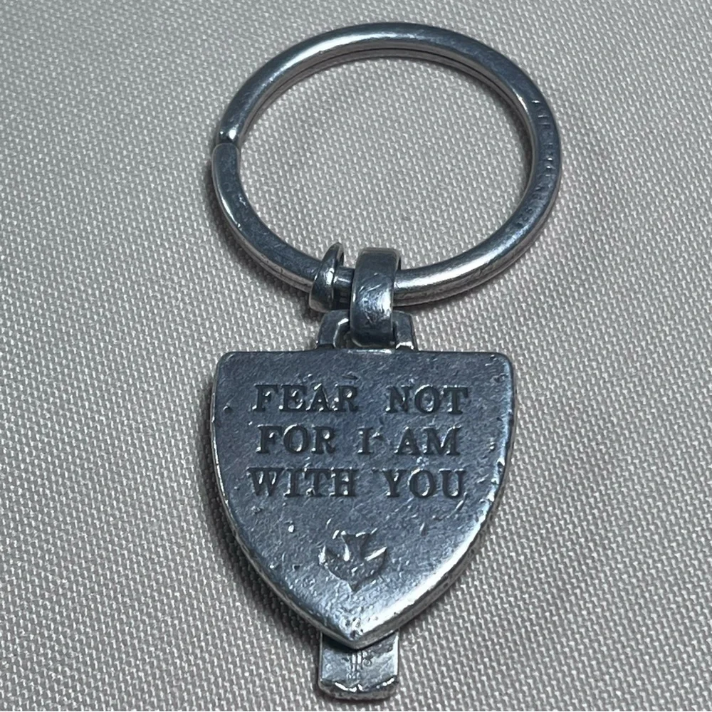 James Avery Two Pieces‎ Fused Fear Not Key Ring w/ Cross Pendant Sterling 925